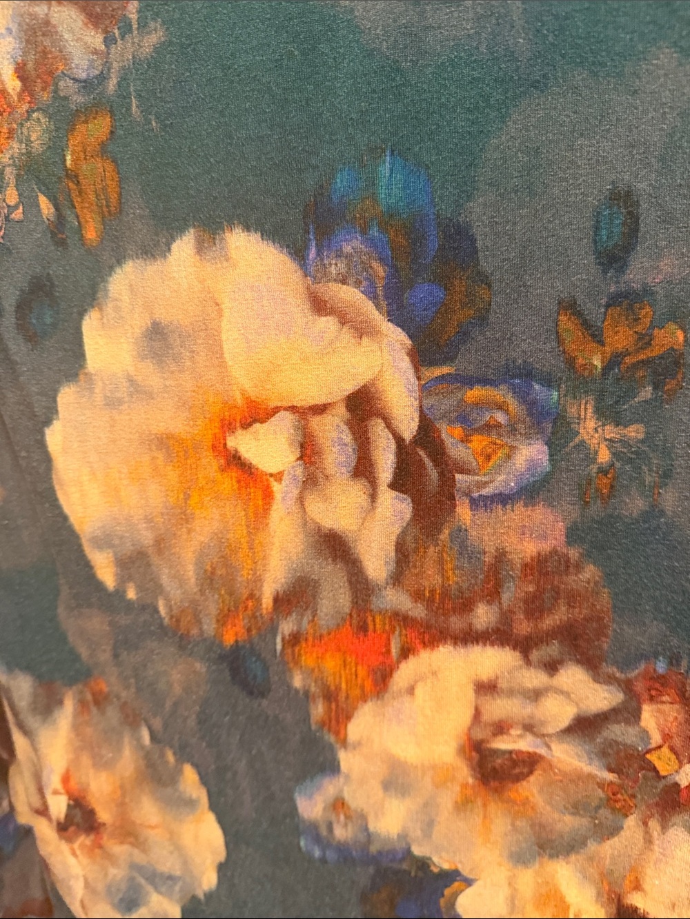 bryn Walker Teal Floral Draped Cowl Long Sleeve Top - Picture 7 of 9
